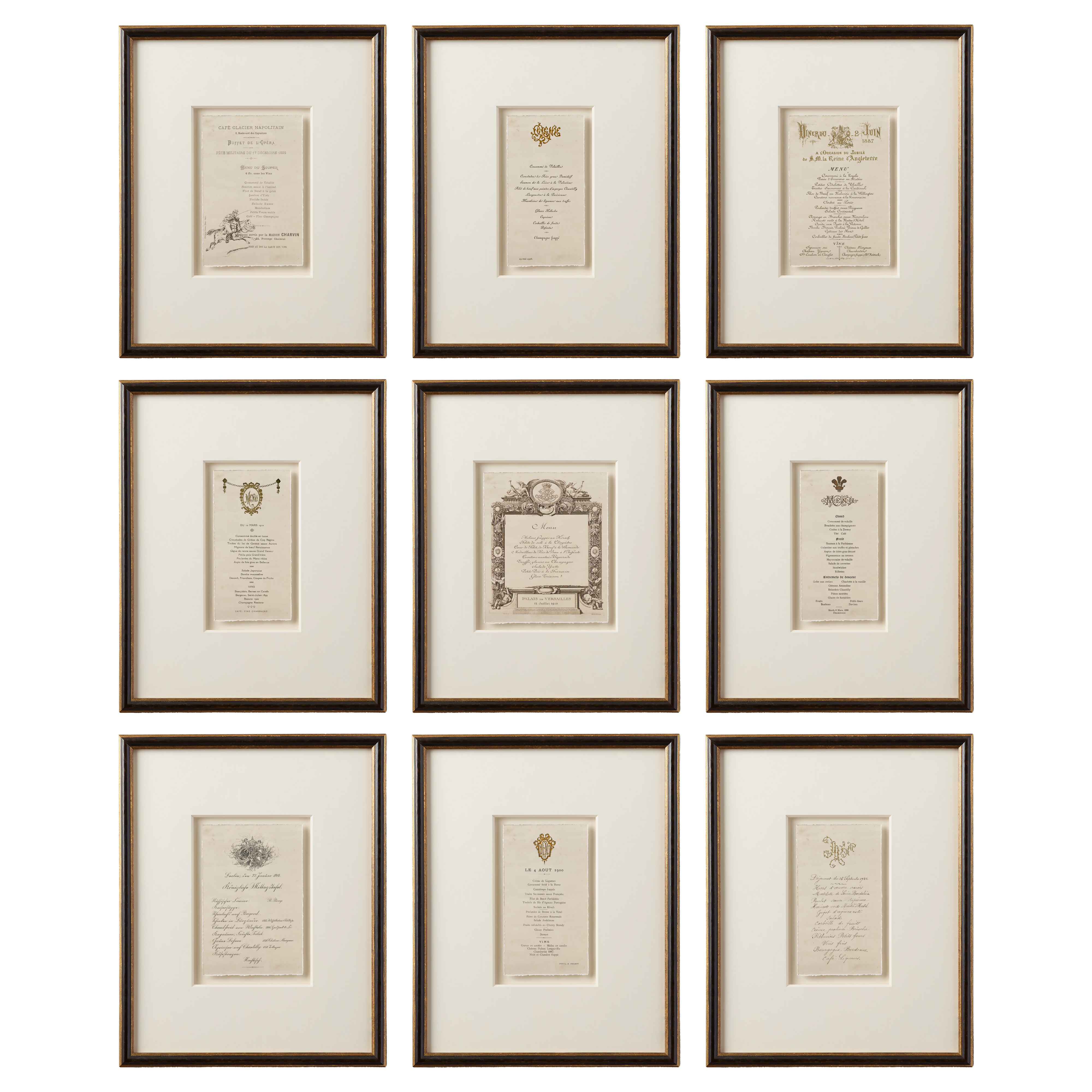 Vintage French Menus - Full Set of 9
