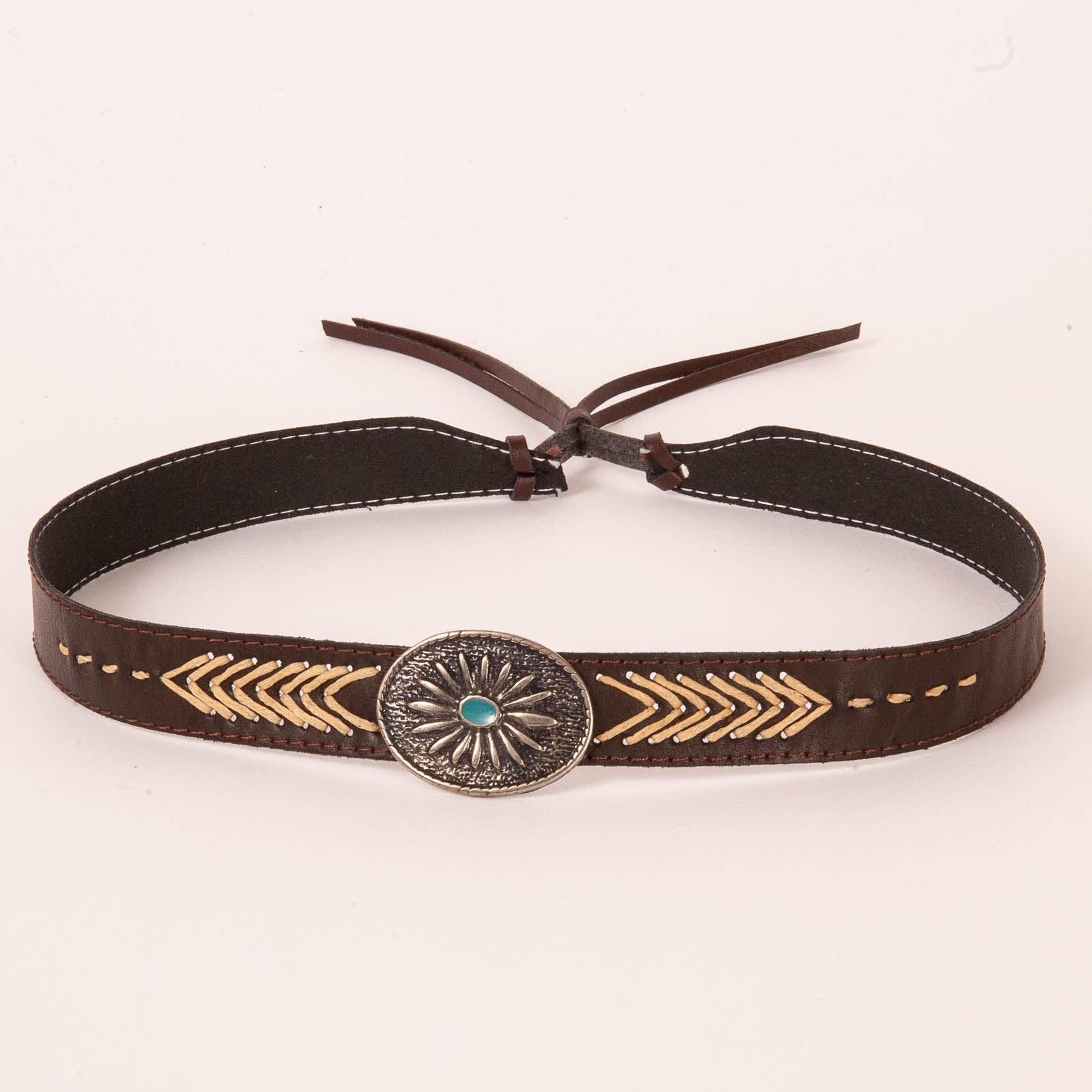 Western Concho Hat Band - Style Ottawa Brown