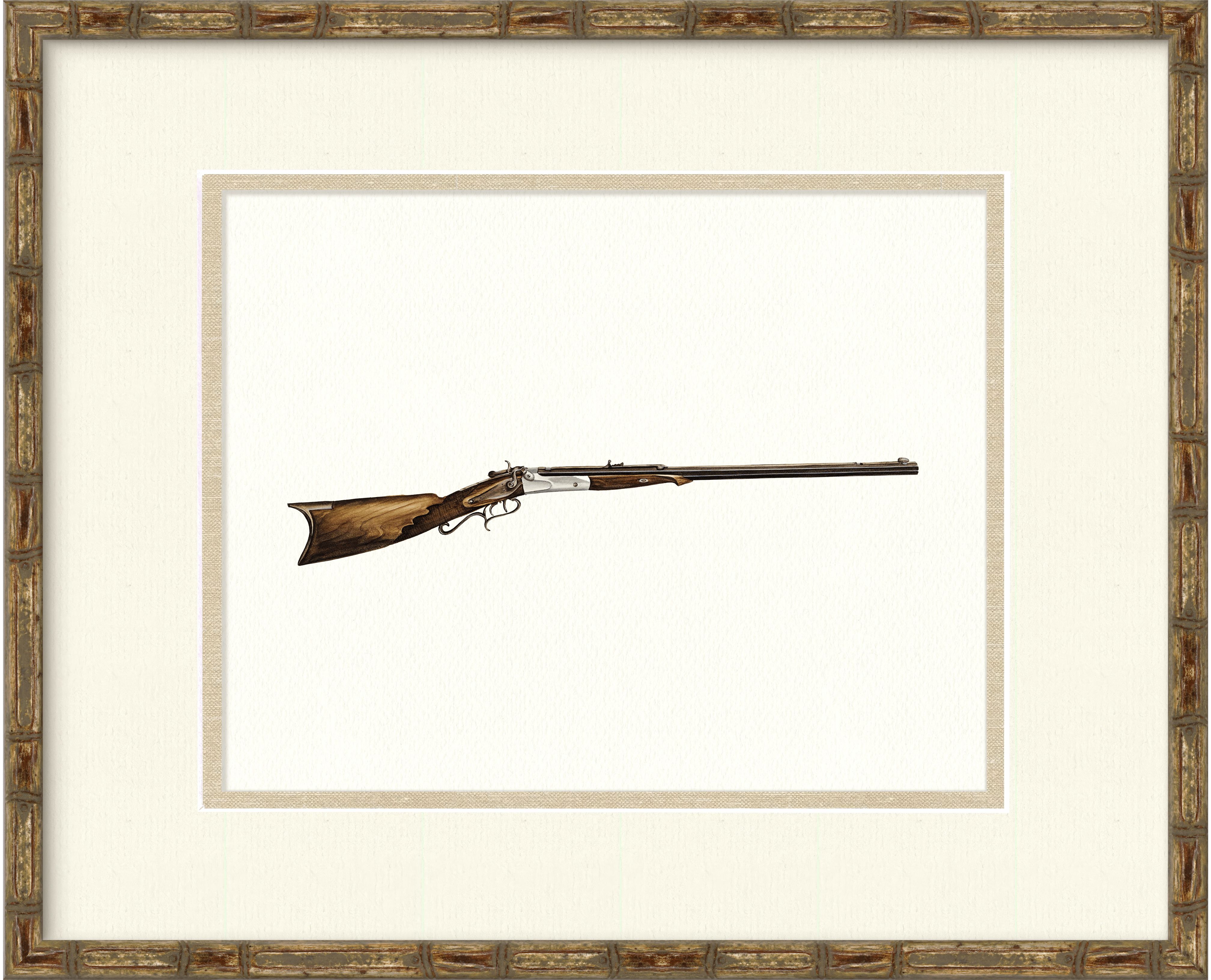 Antique Gun Illustrations - Double-Set Trigger Percussion Rifle