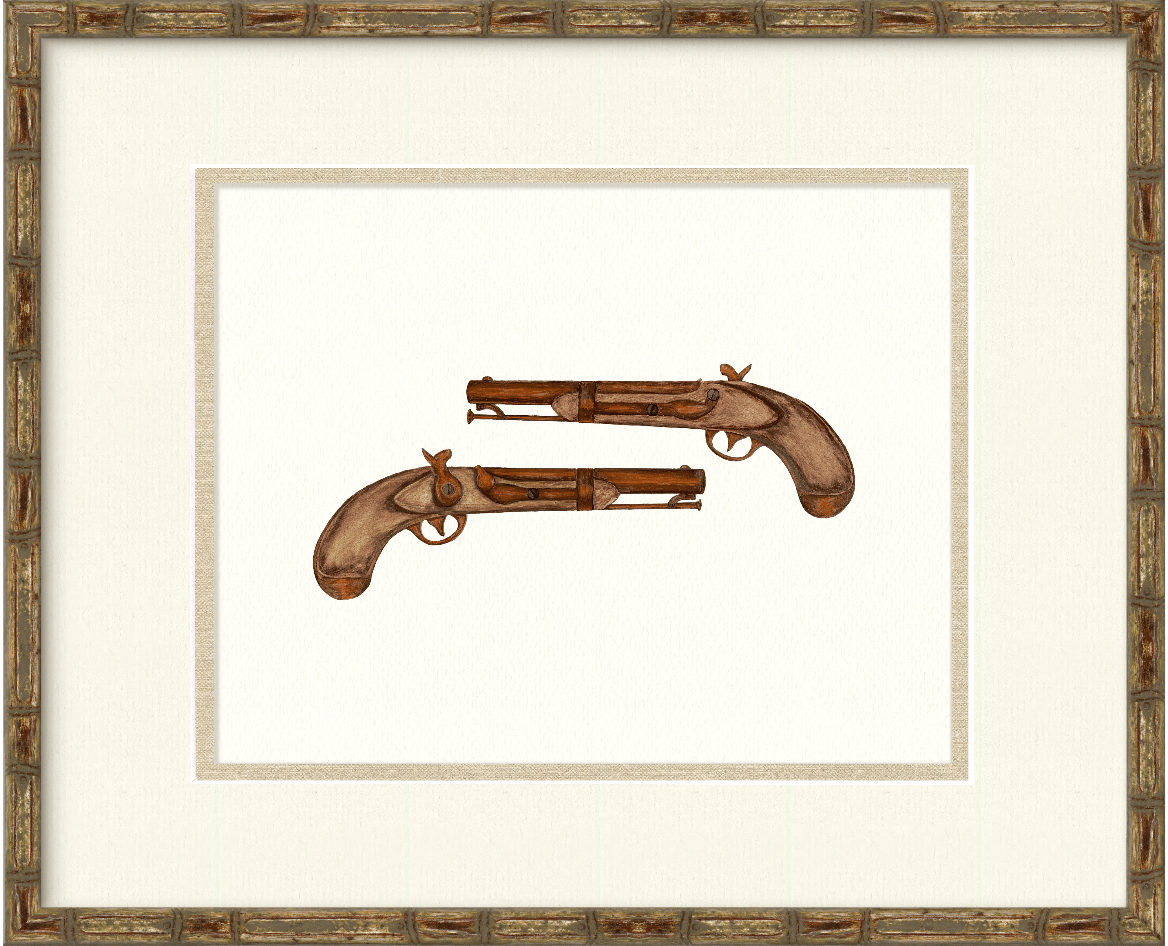 Antique Gun Illustrations -  French Percussion Pistol