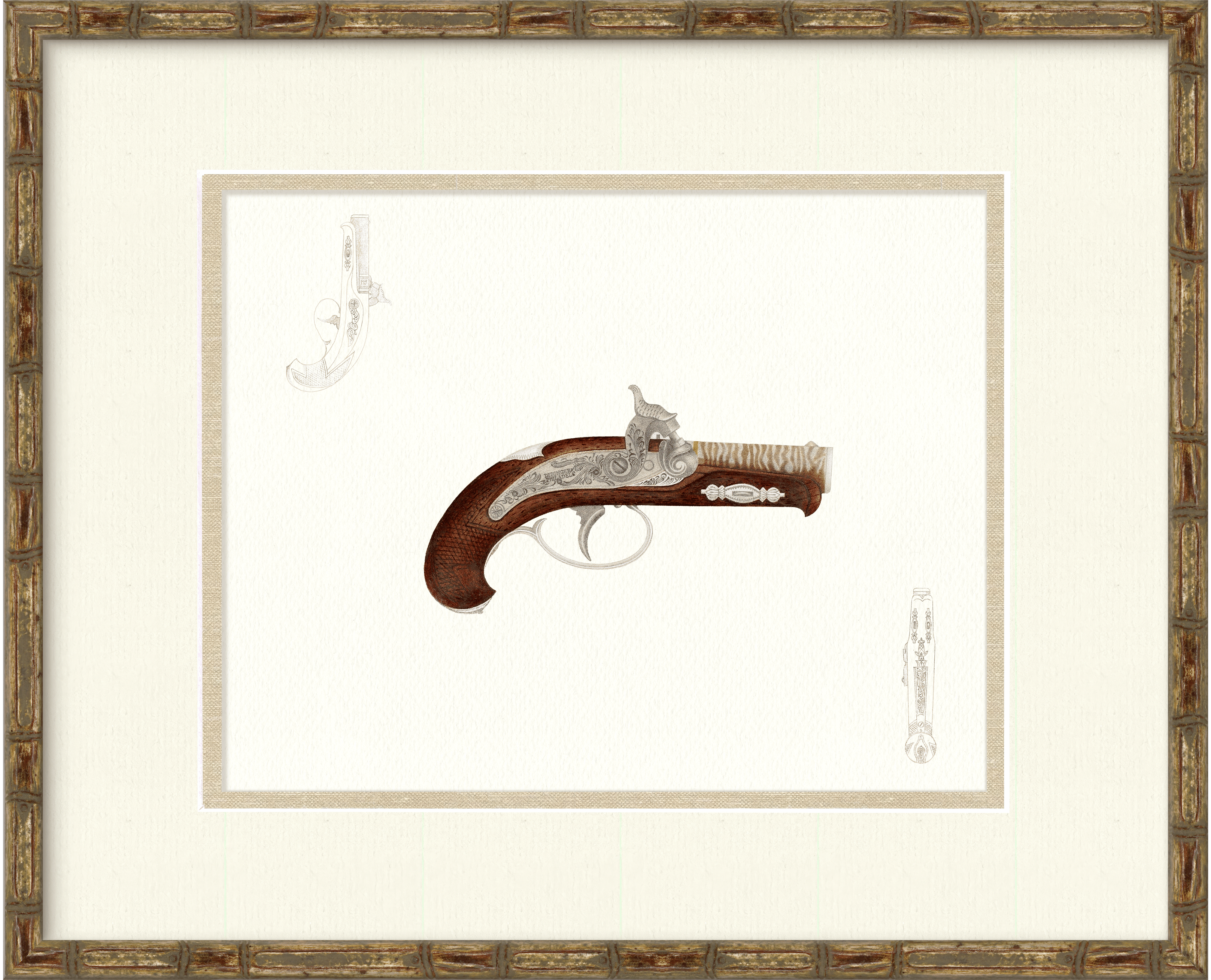 Antique Gun Illustrations - Set of 2 Hand Guns