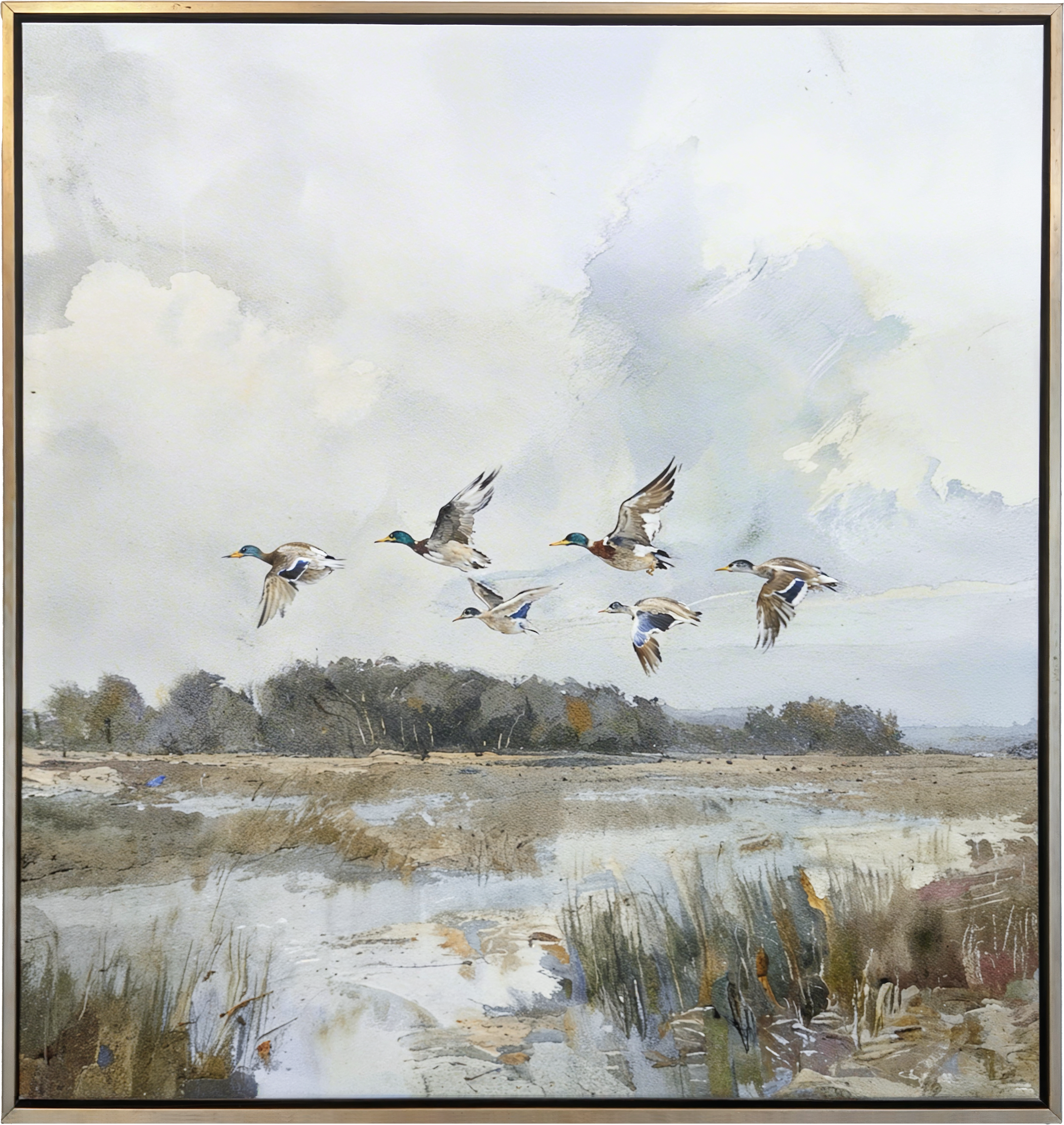 Flyway - Original Watercolor Giclee on Canvas - Mallards