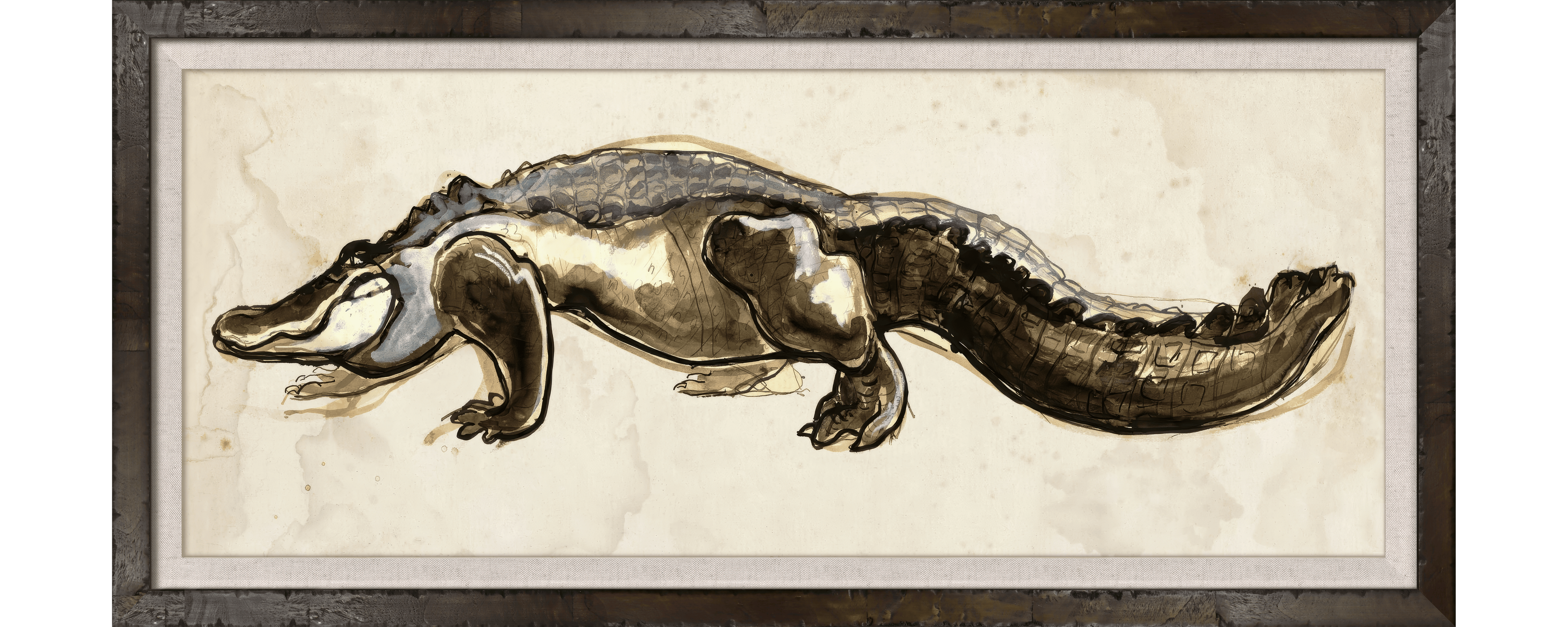 Ink Wash Alligator Studies - On the Hunt