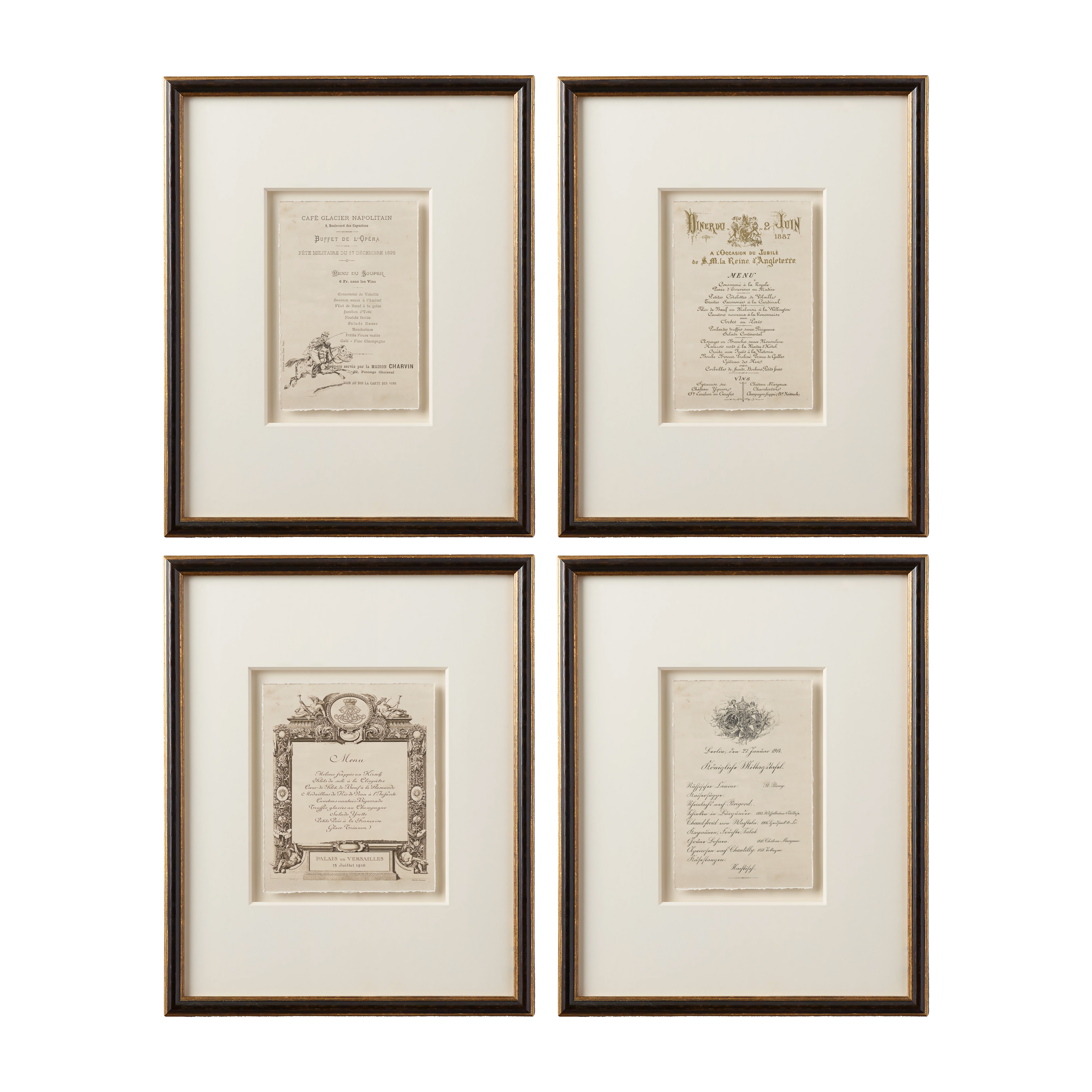 Vintage French Menus - Set of 4 - Vol. III