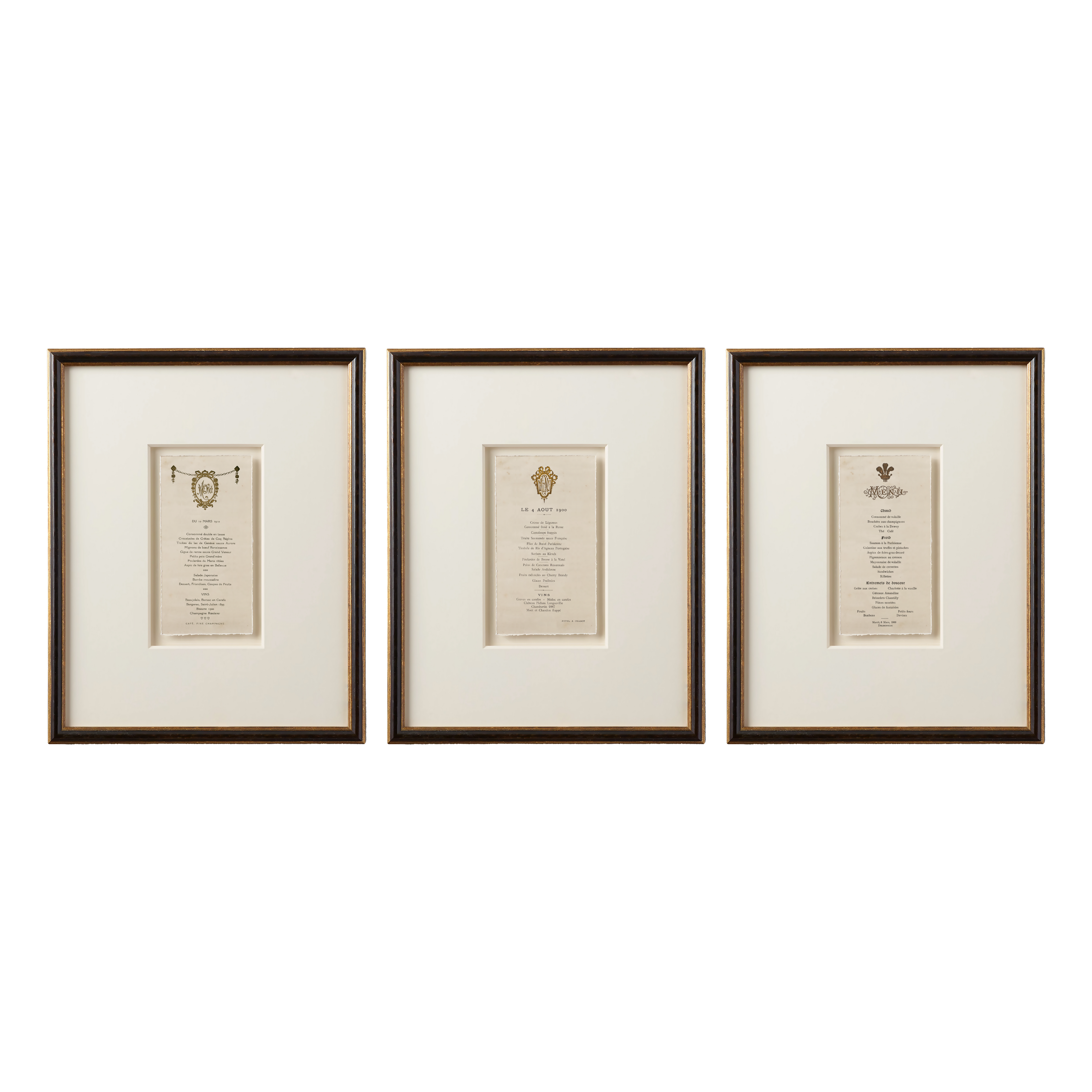 Vintage French Menus - Set of 3 - Vol. II