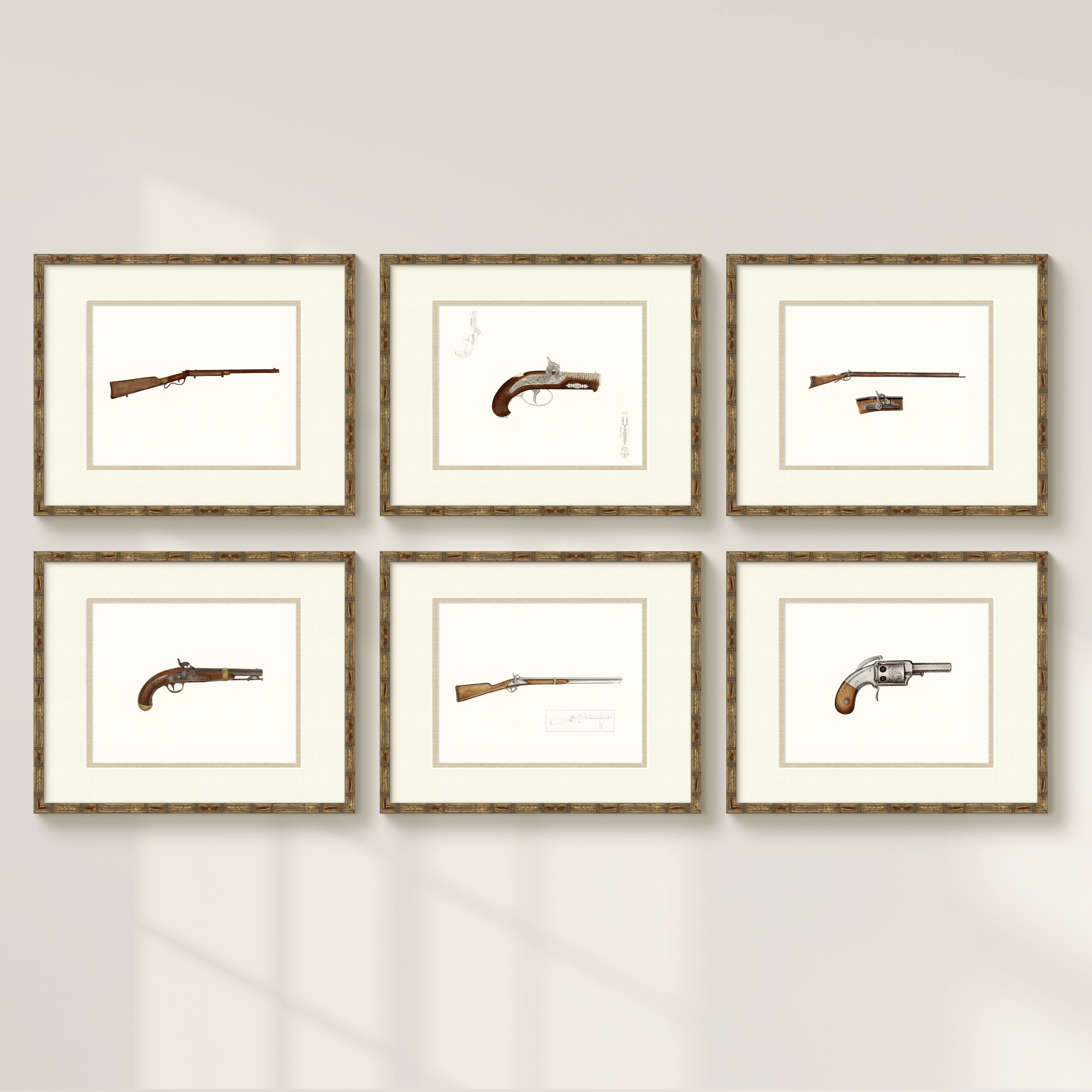 Antique Gun Illustrations - Double-Set Trigger Percussion Rifle