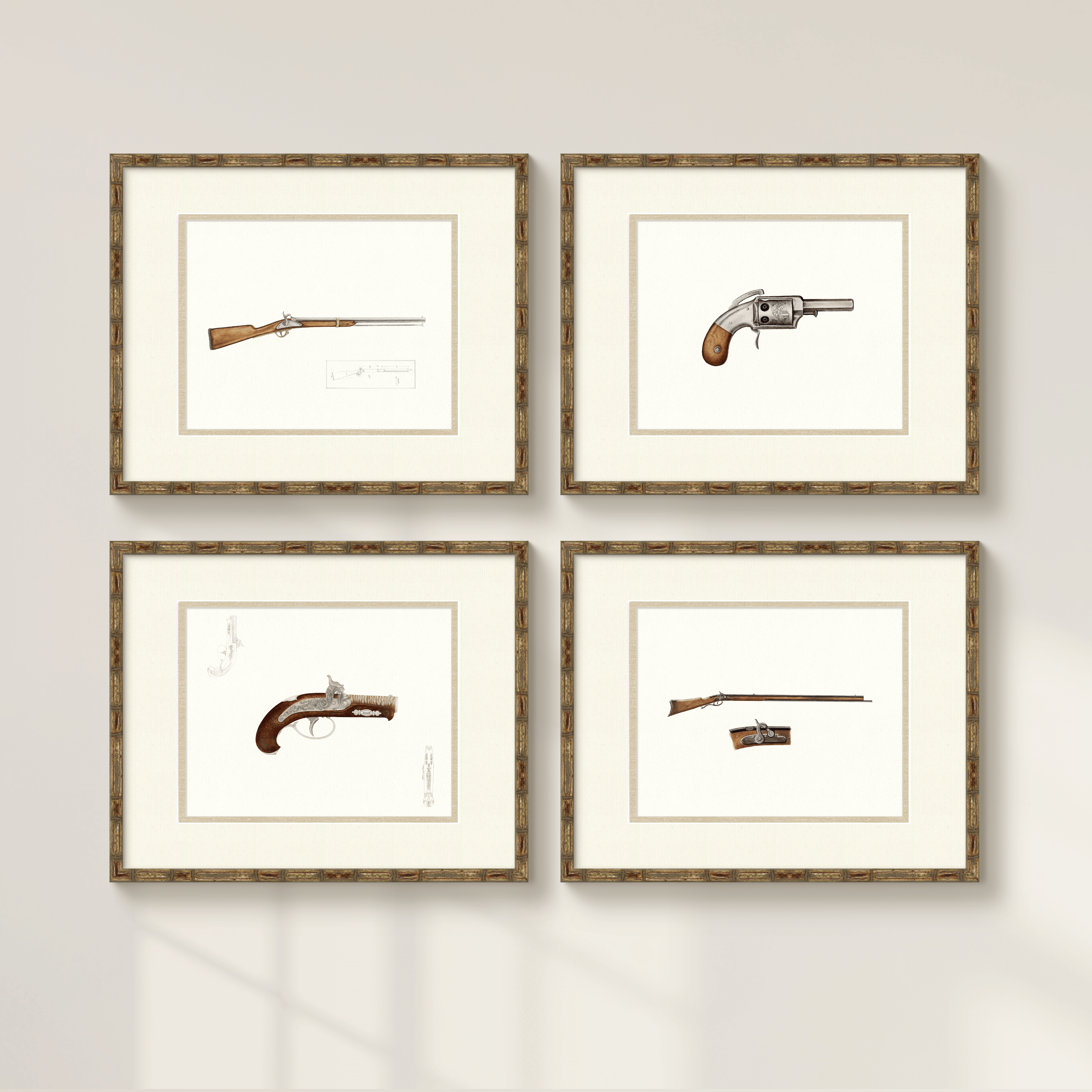 Antique Gun Illustrations - Henry Deringer Pocket Pistol