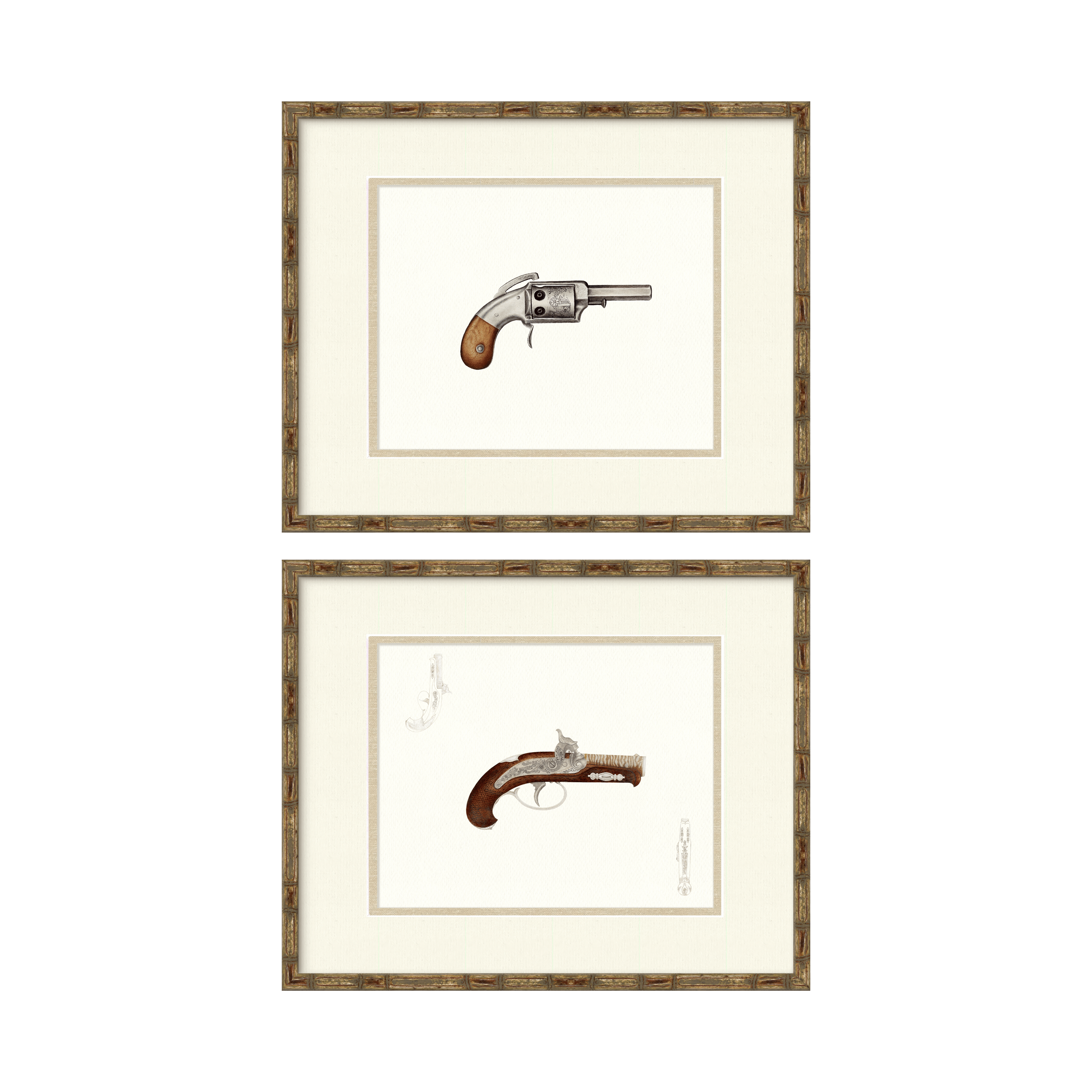 Antique Gun Illustrations - Set of 2 Hand Guns