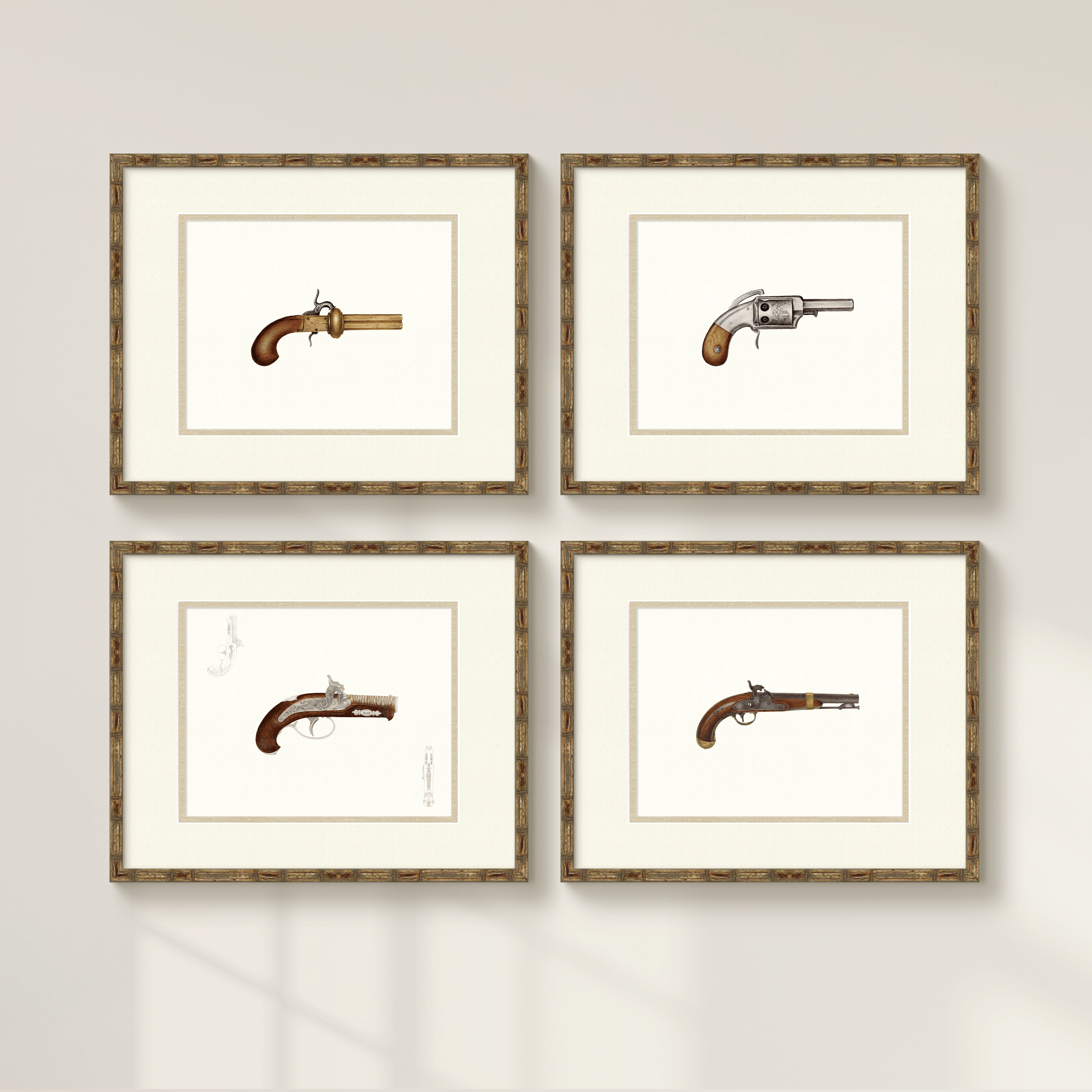 Antique Gun Illustrations - Henry Deringer Pocket Pistol