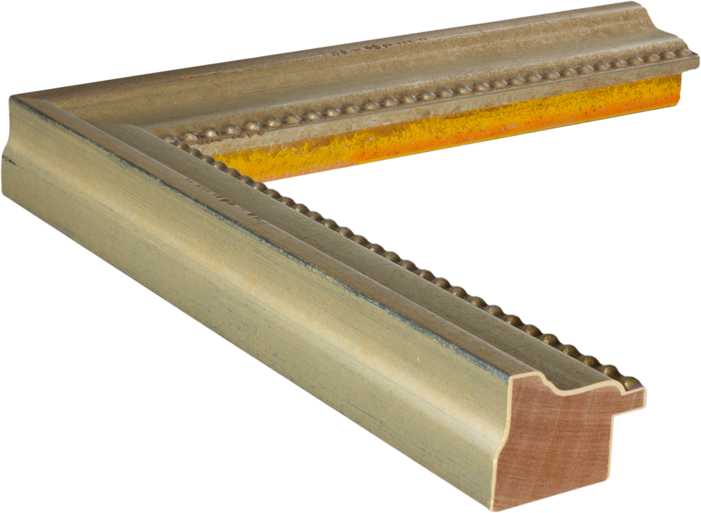 1½” Pale Gold Gilt Beaded Wood Frame