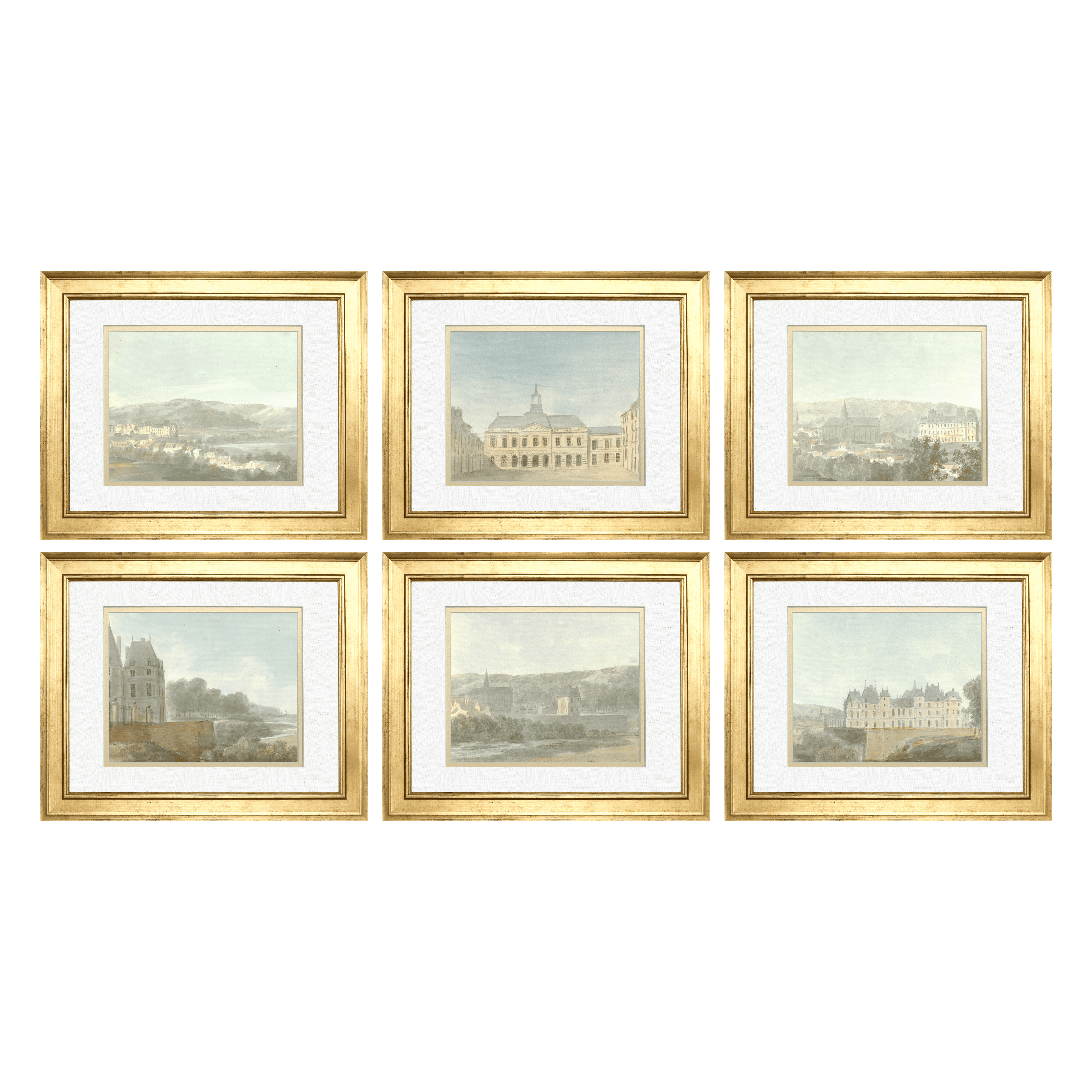 French Chateau Watercolors - Curated Set of 6