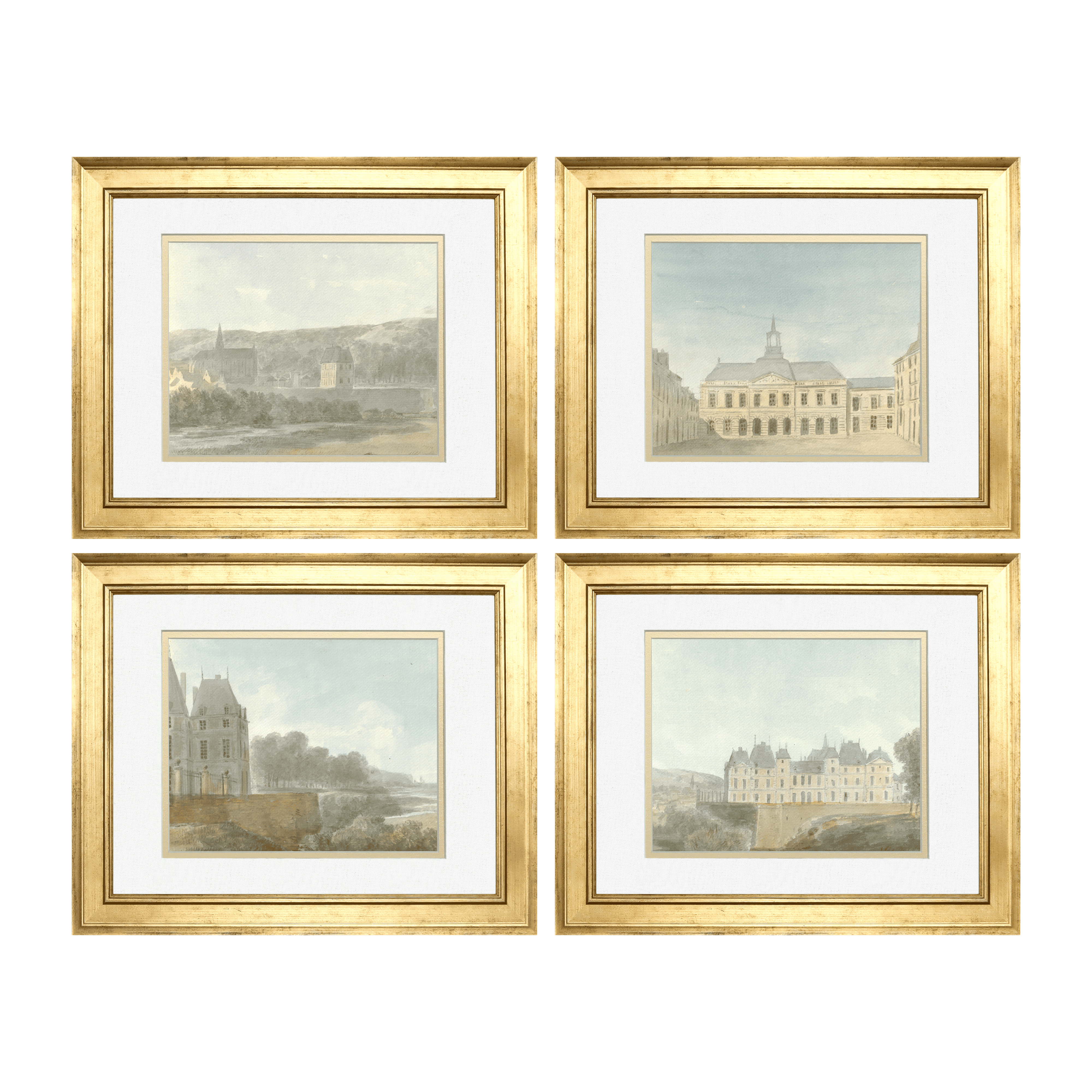 French Chateau Watercolors - Curated Set of 4