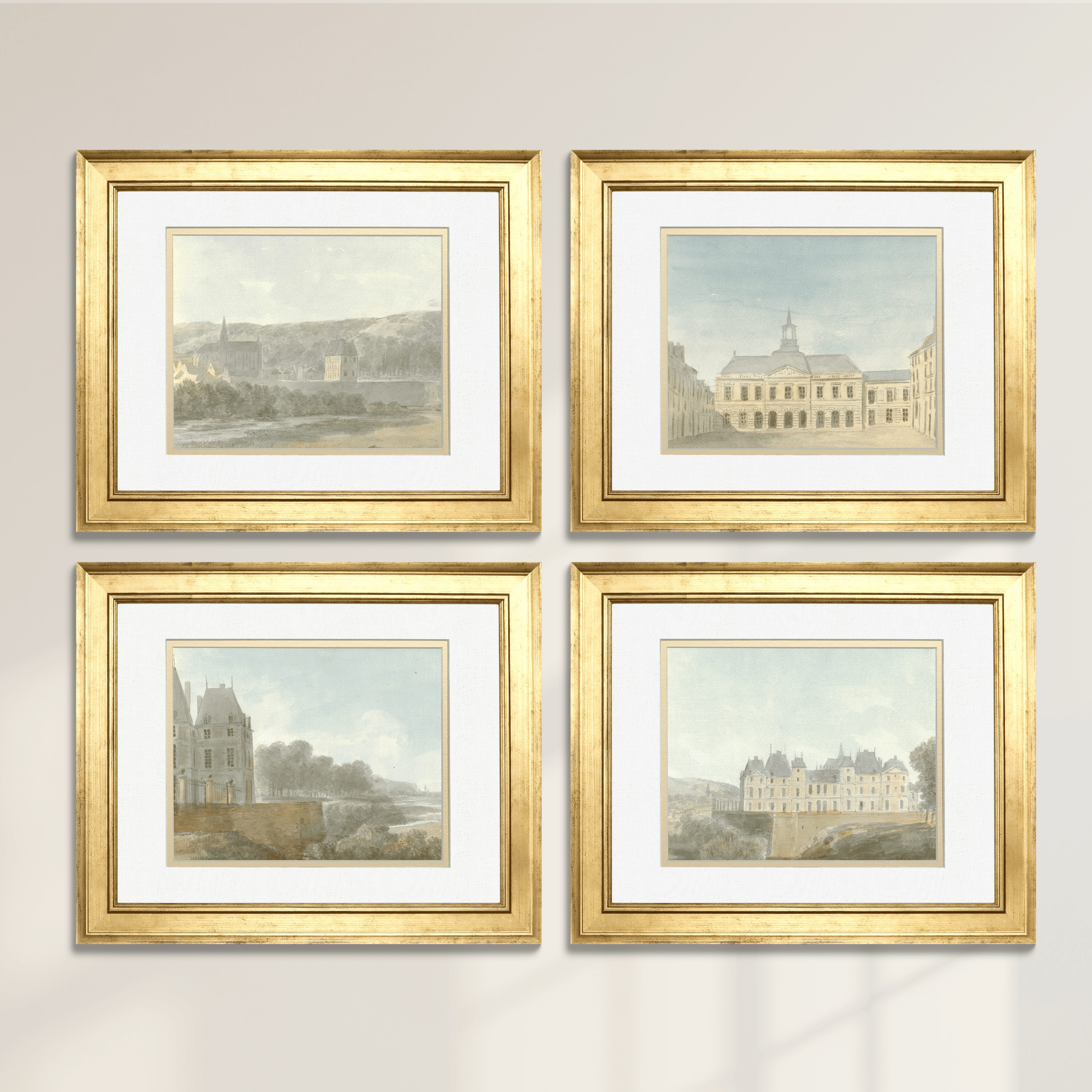 French Chateau Watercolors - Curated Set of 4