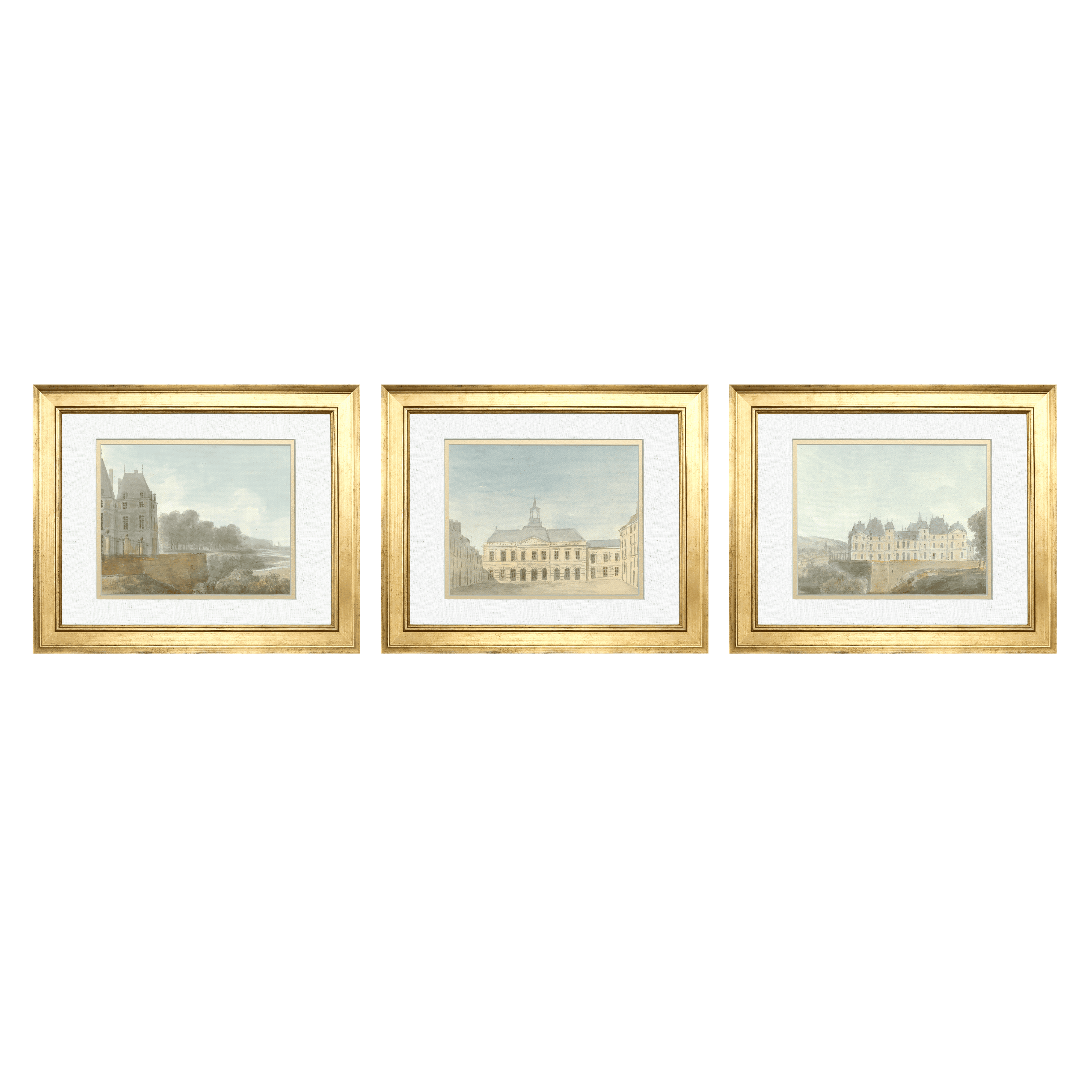 French Chateau Watercolors - Curated Set of 3