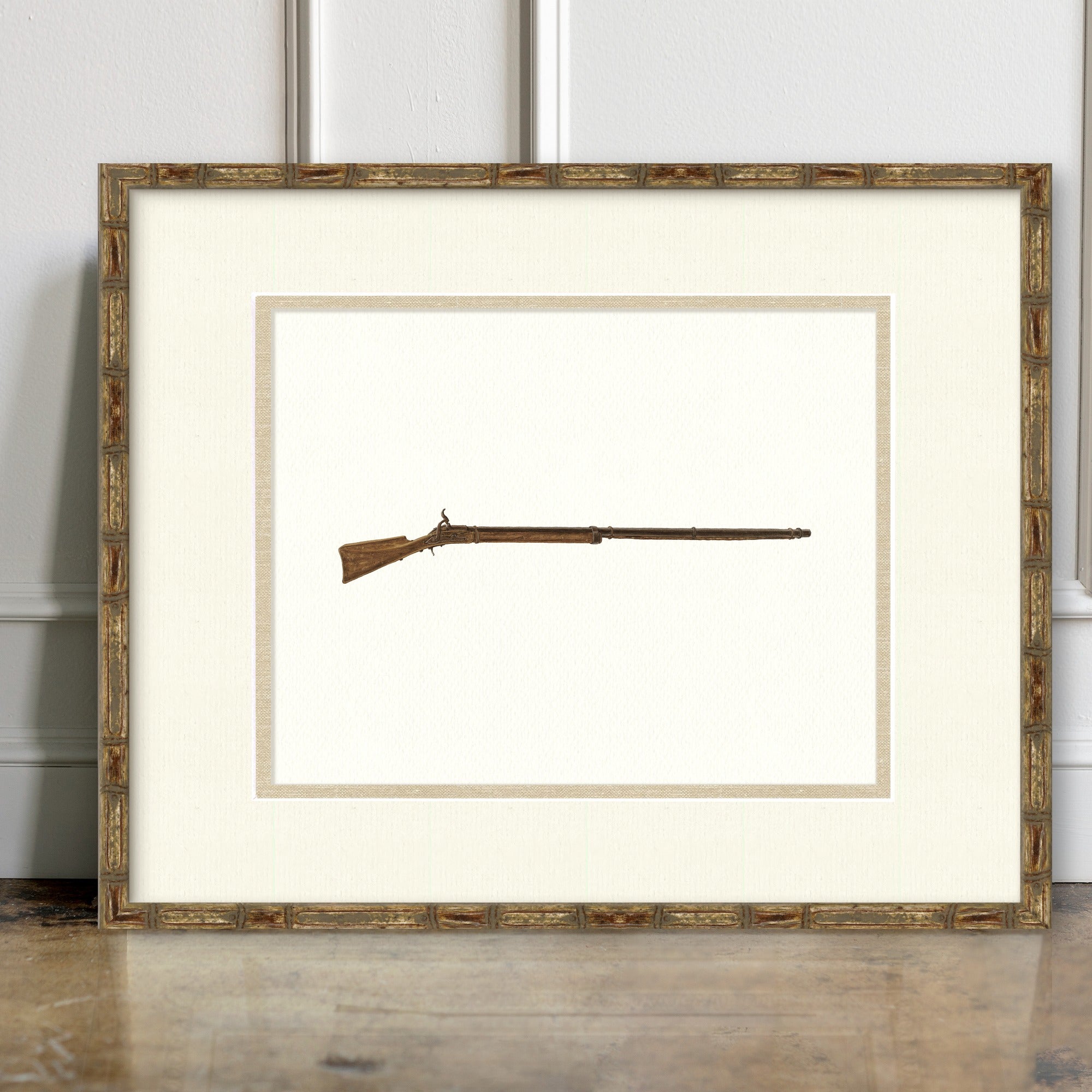 Antique Gun Illustrations - Flintlock Rifle - room mockup
