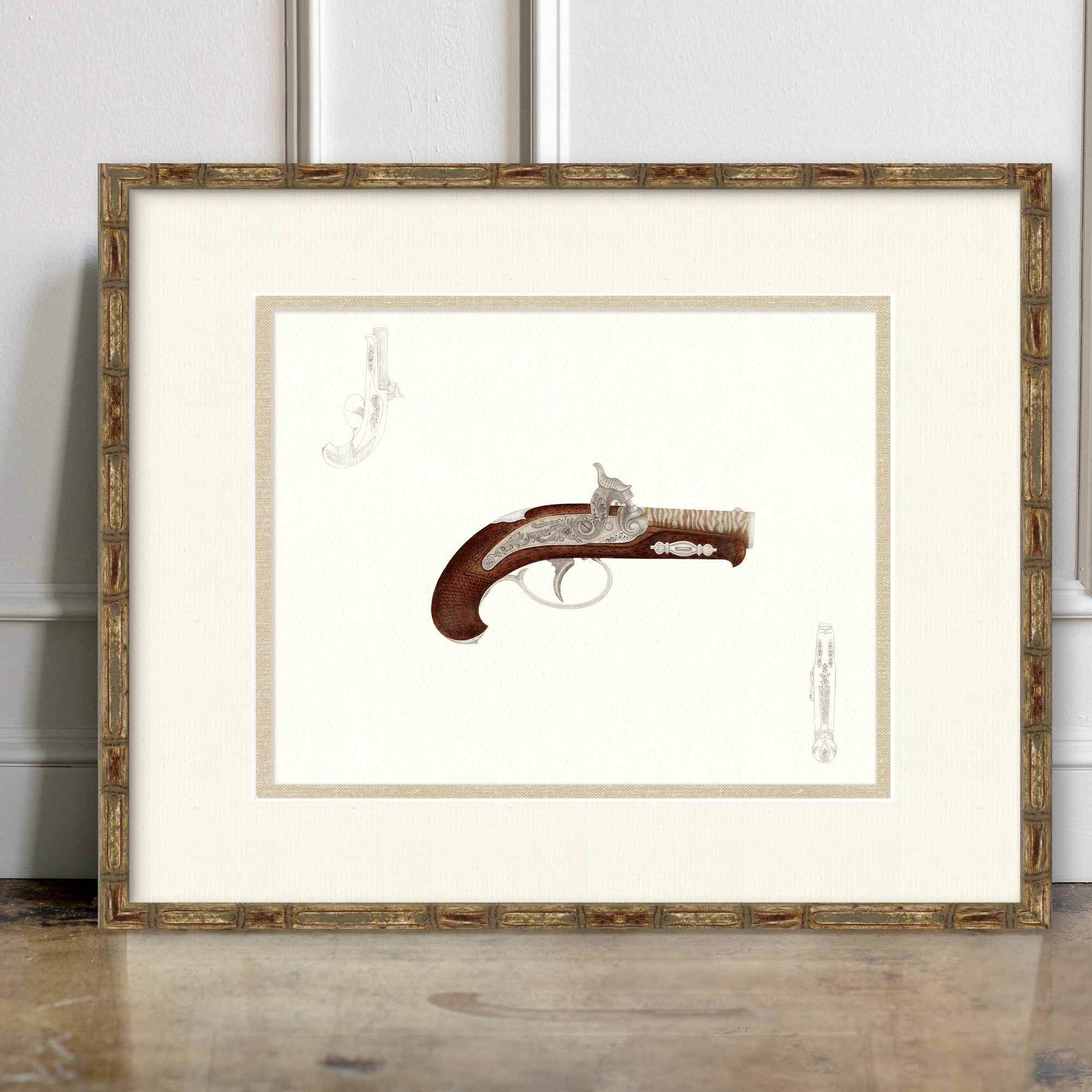 Antique Gun Illustrations - Henry Deringer Pocket Pistol - room mockup