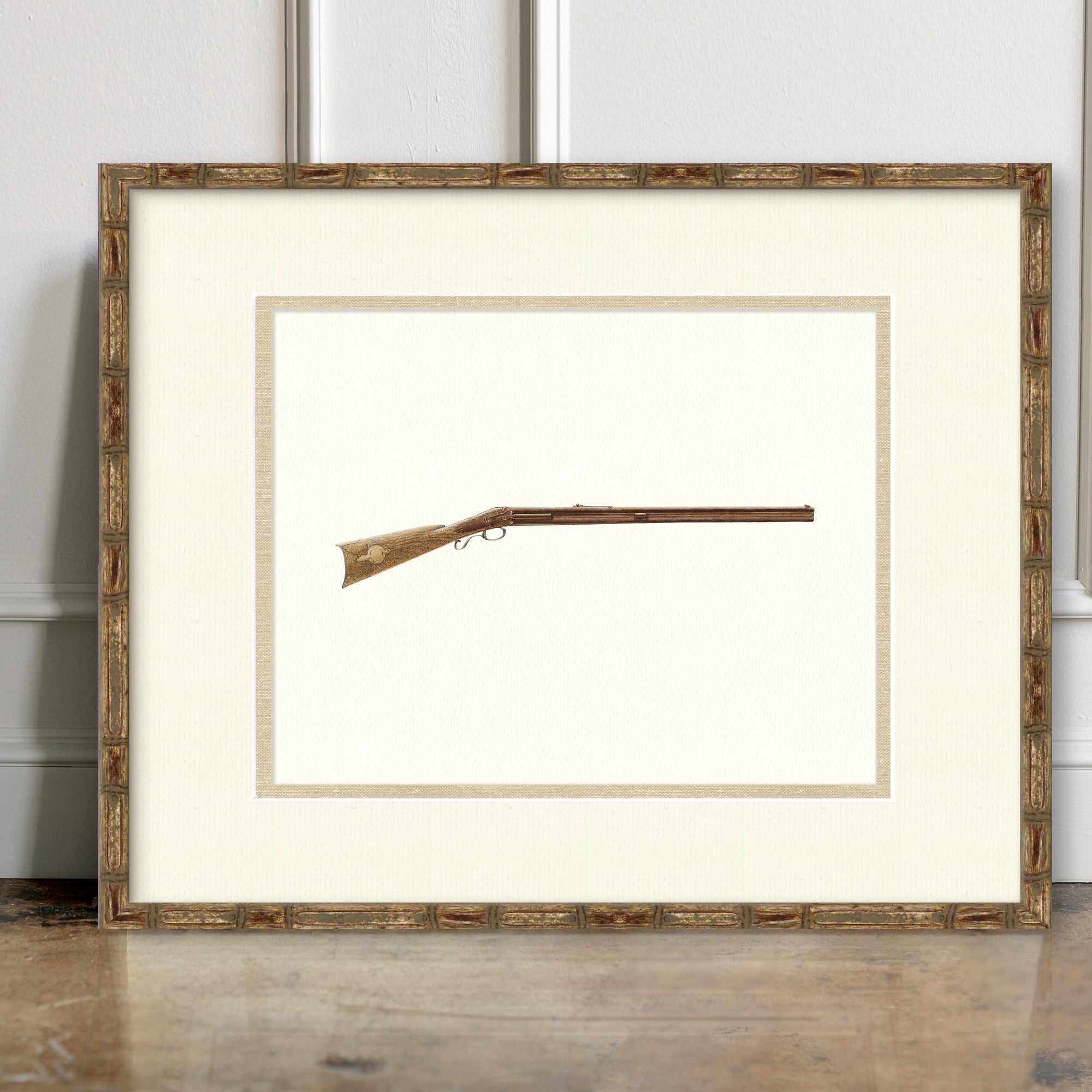 Antique Gun Illustrations - LeFever & Ellis Mule Ear Over/Under Combination Gun - room mockup