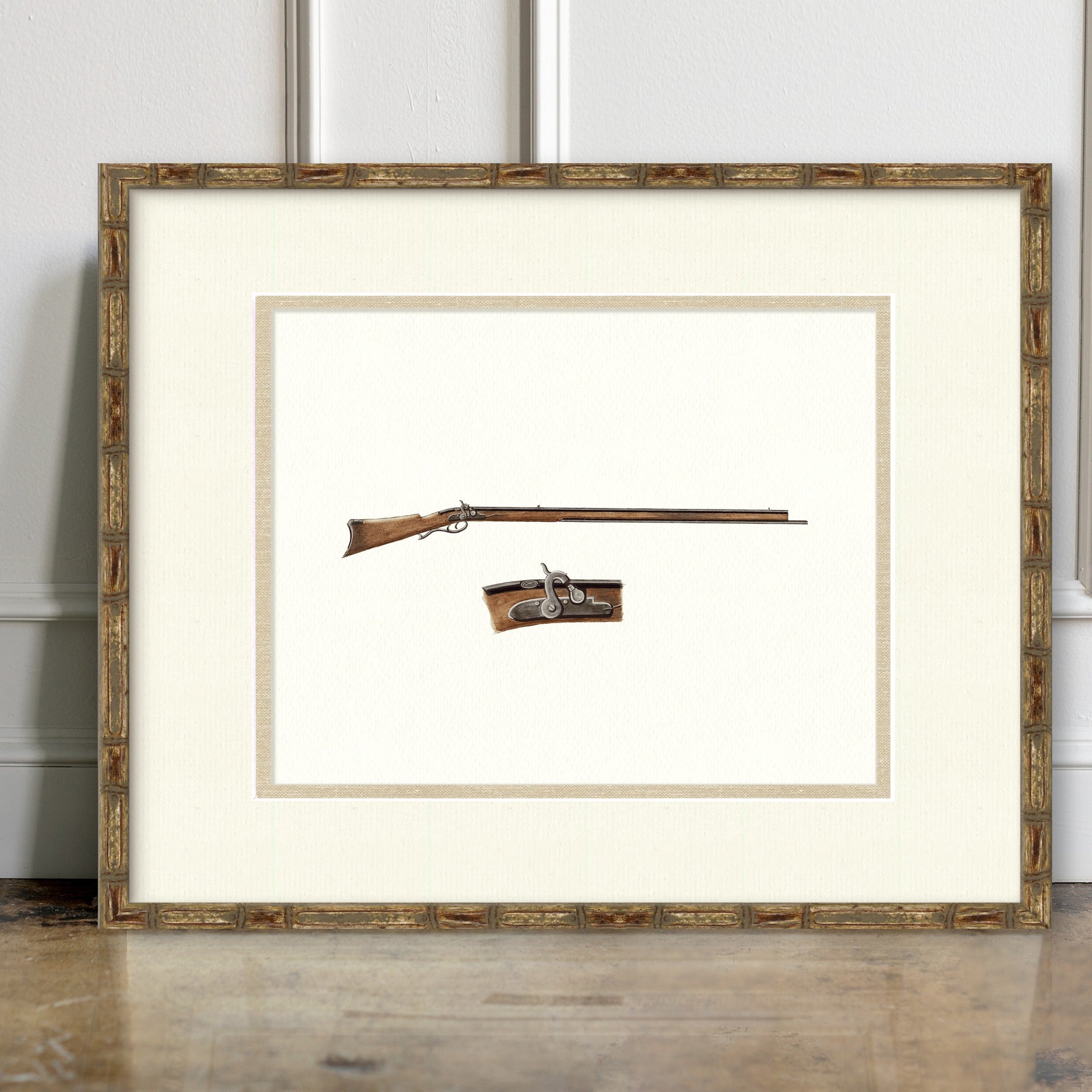 Antique Gun Illustrations - Matchlock Rifle - room mockup