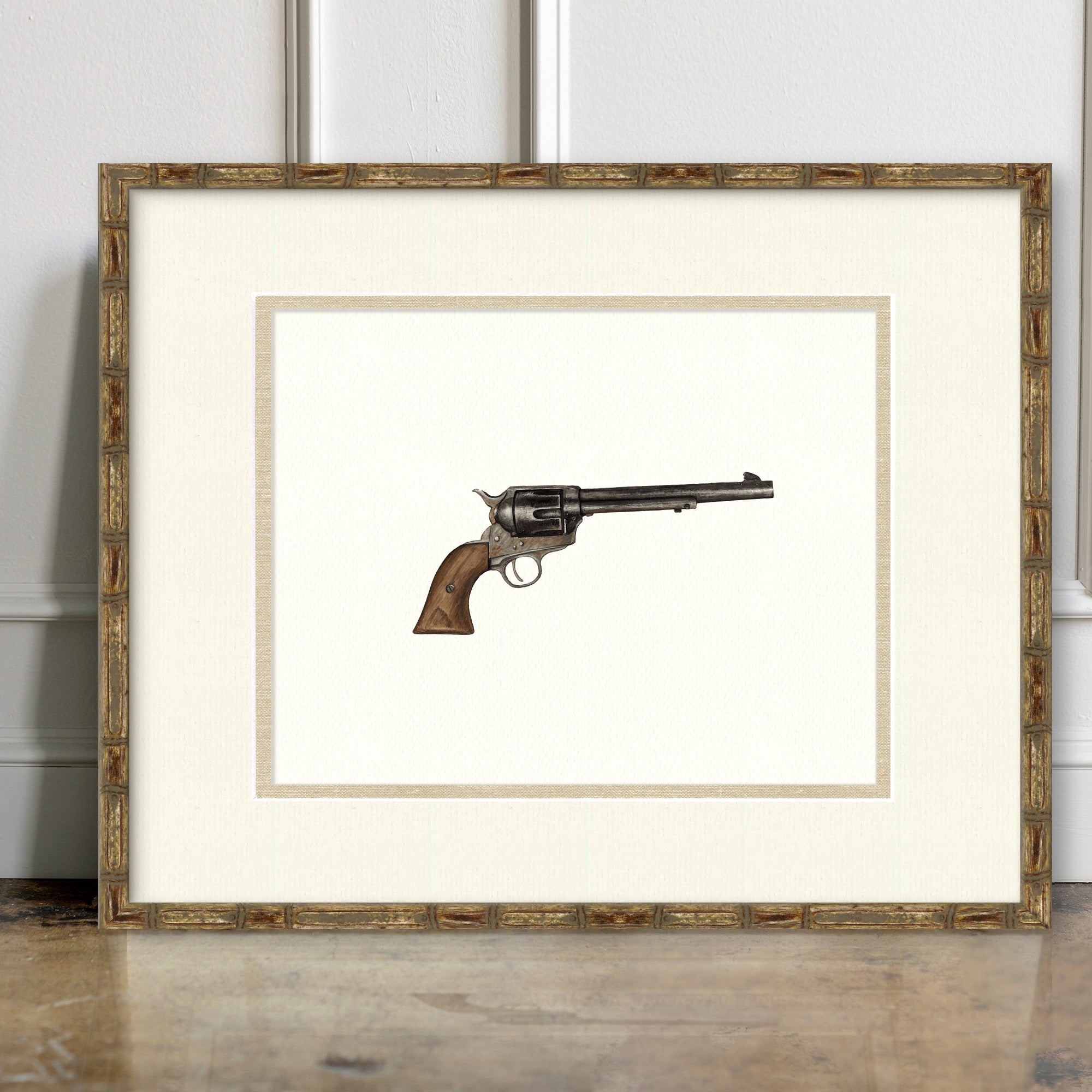 Antique Gun Illustrations - Colt Cavalry Revolver - room mockup