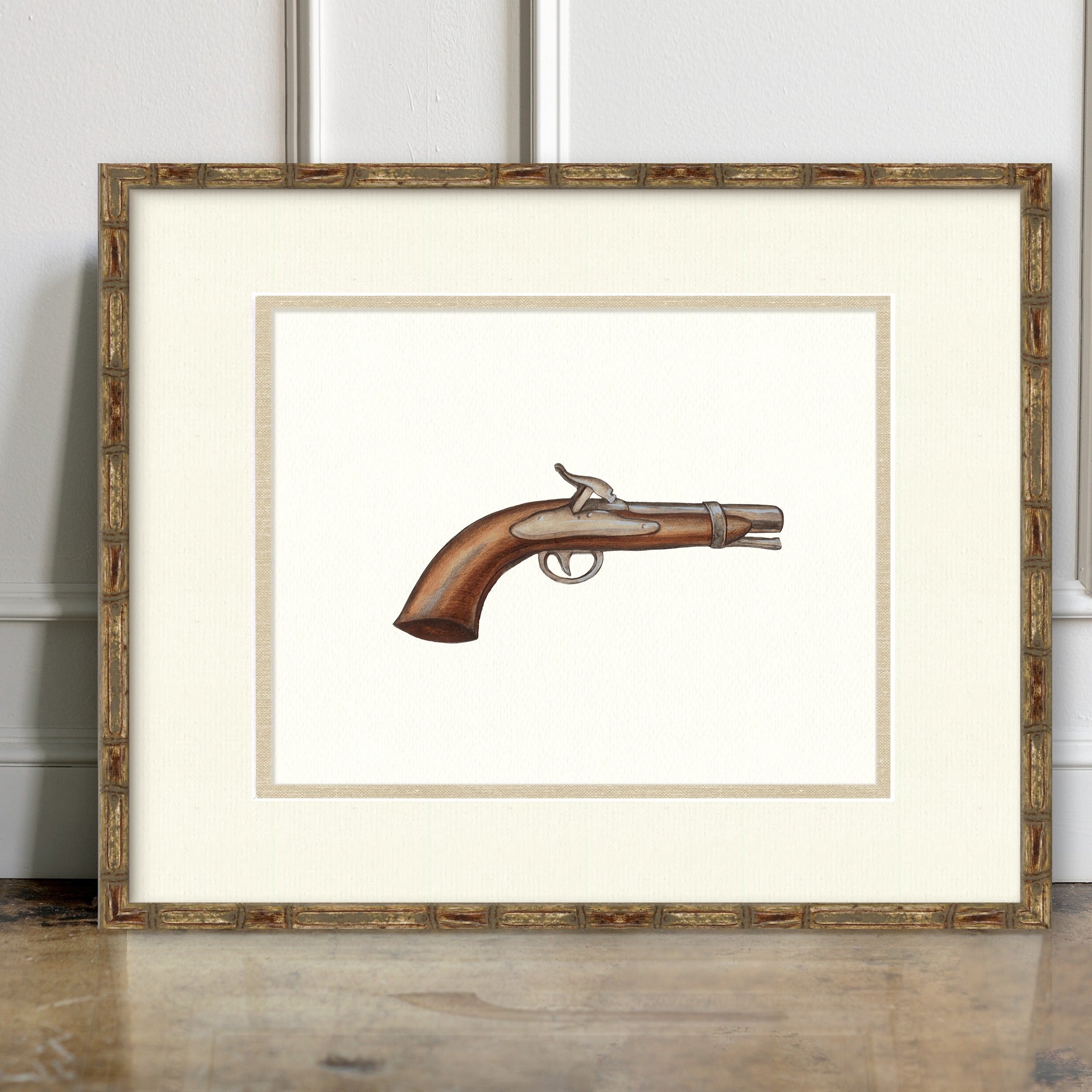 Antique Gun Illustrations - Victorian Pistol - room mockup