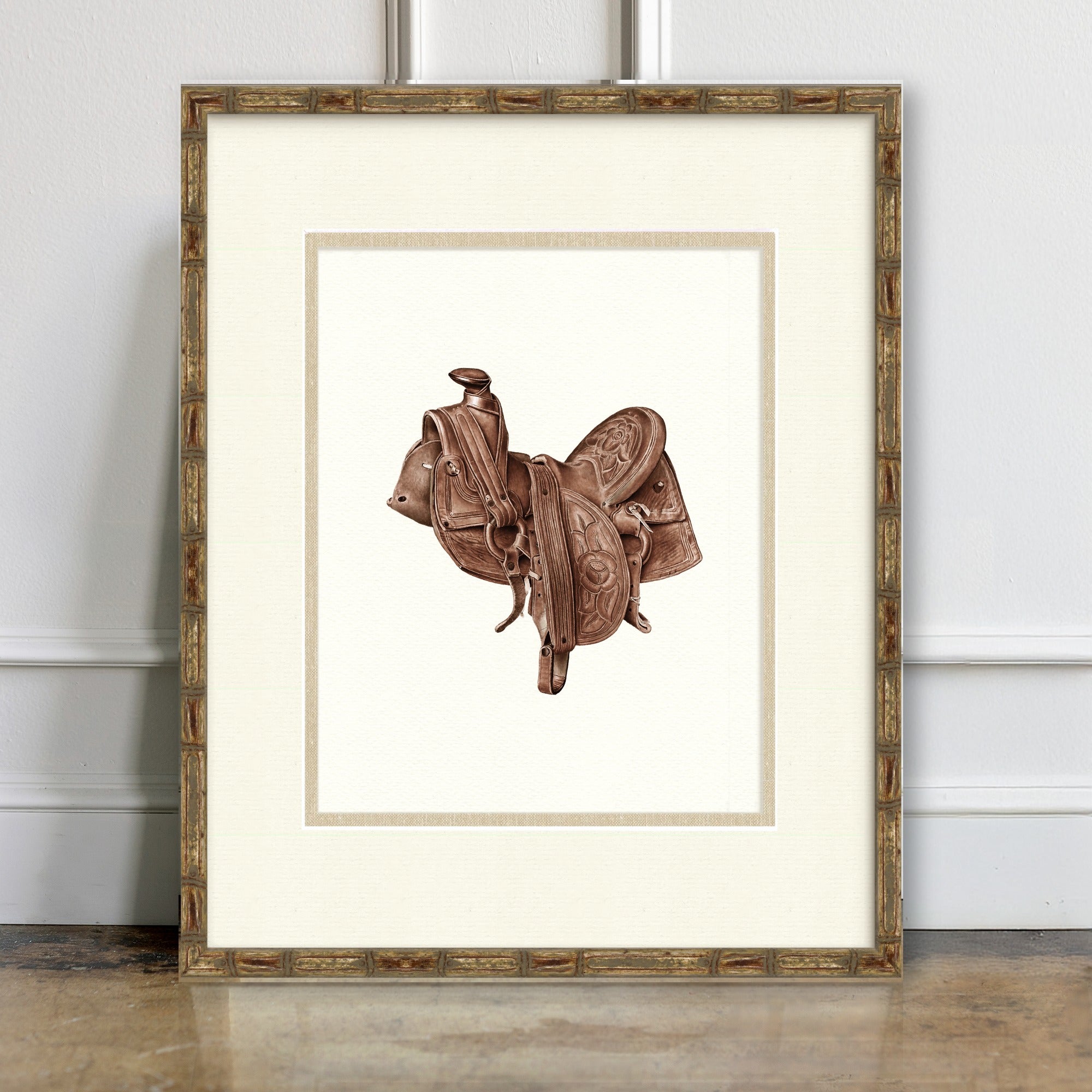 Vintage Saddle Illustrations - Durango - room mockup