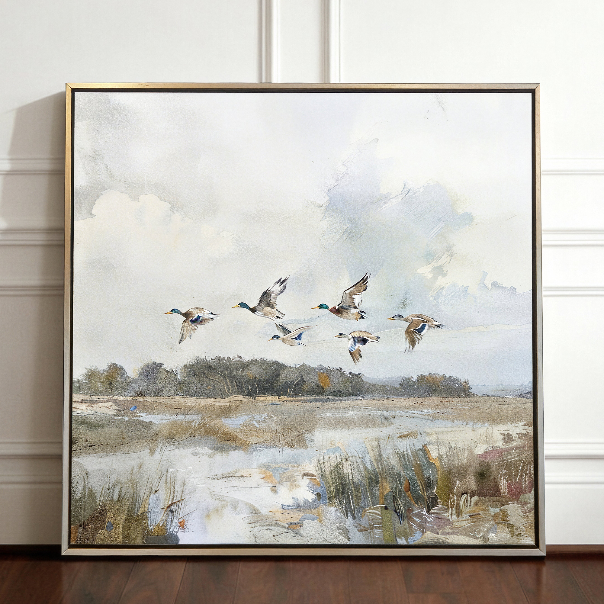 Flyway - Original Watercolor Giclee on Canvas - Mallards