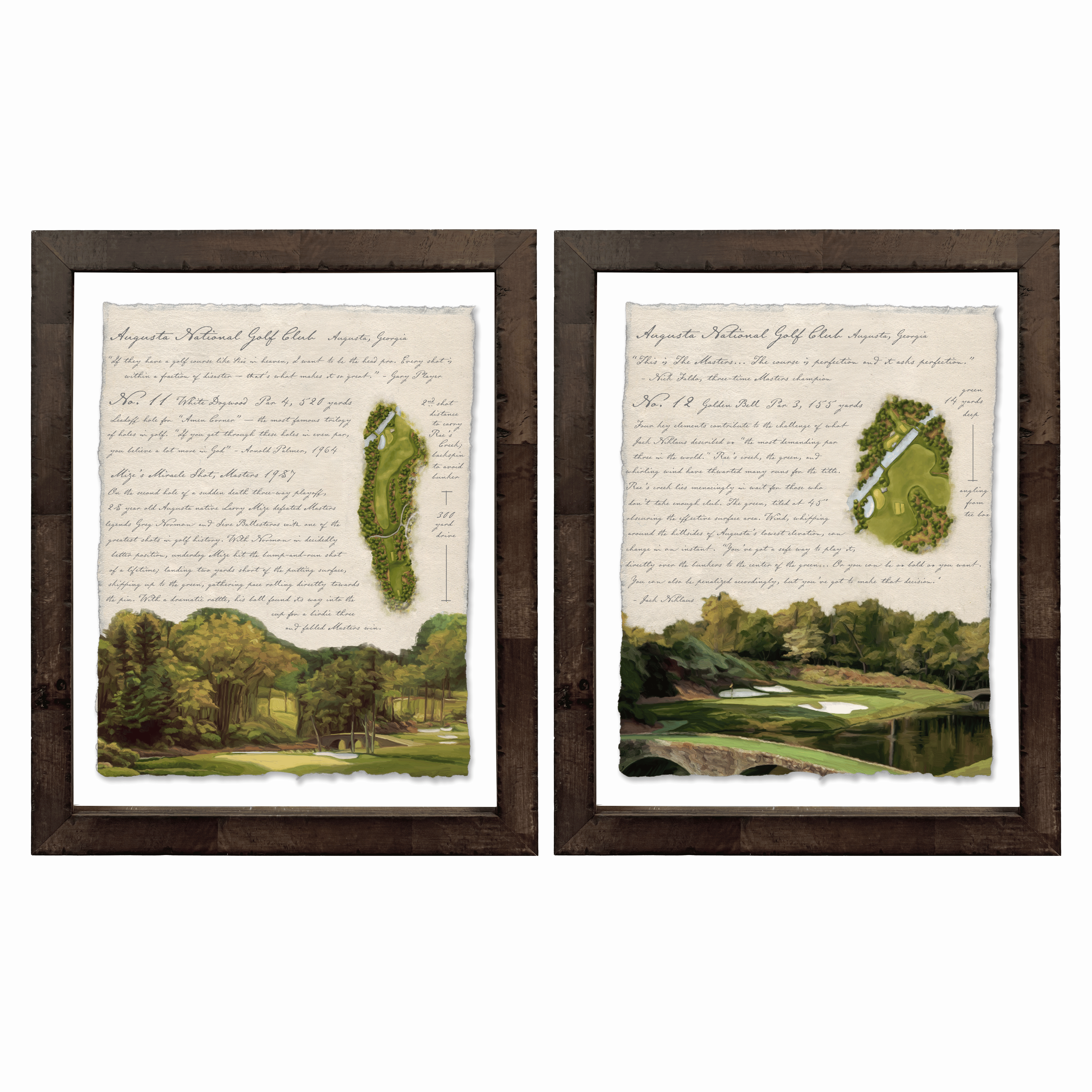 Illustrated Golf Course Studies - Augusta Set of 2