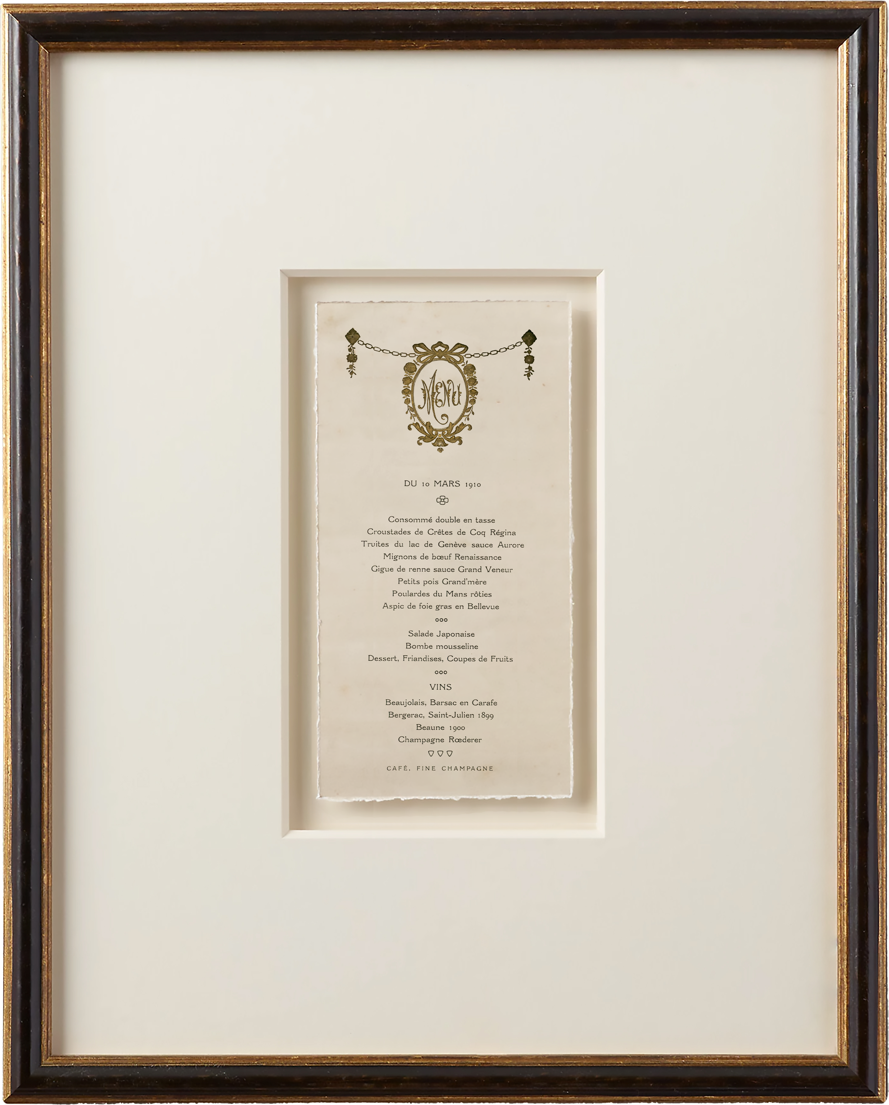 Vintage French Menus - March 1910