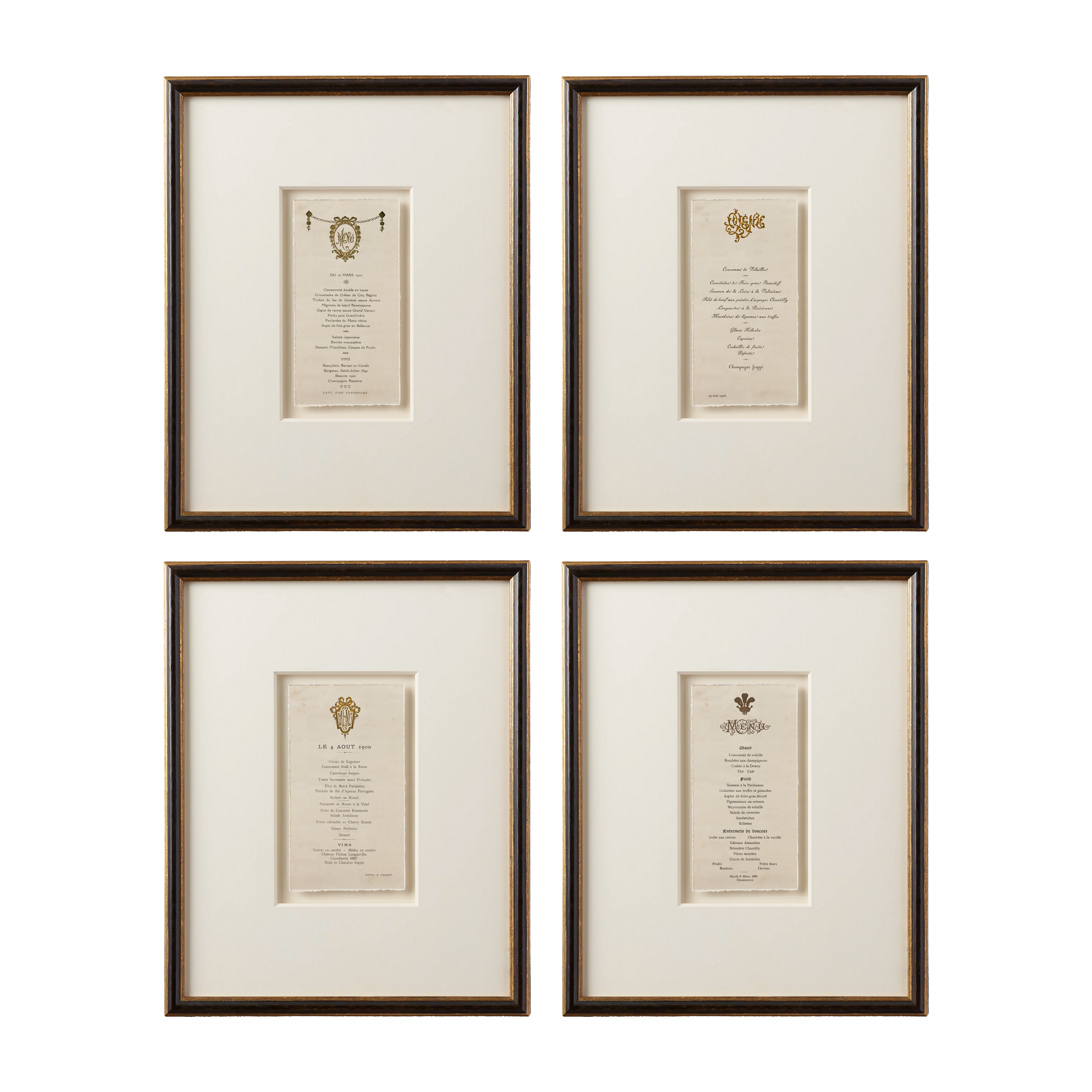 Vintage French Menus - Set of 4 - Vol. II