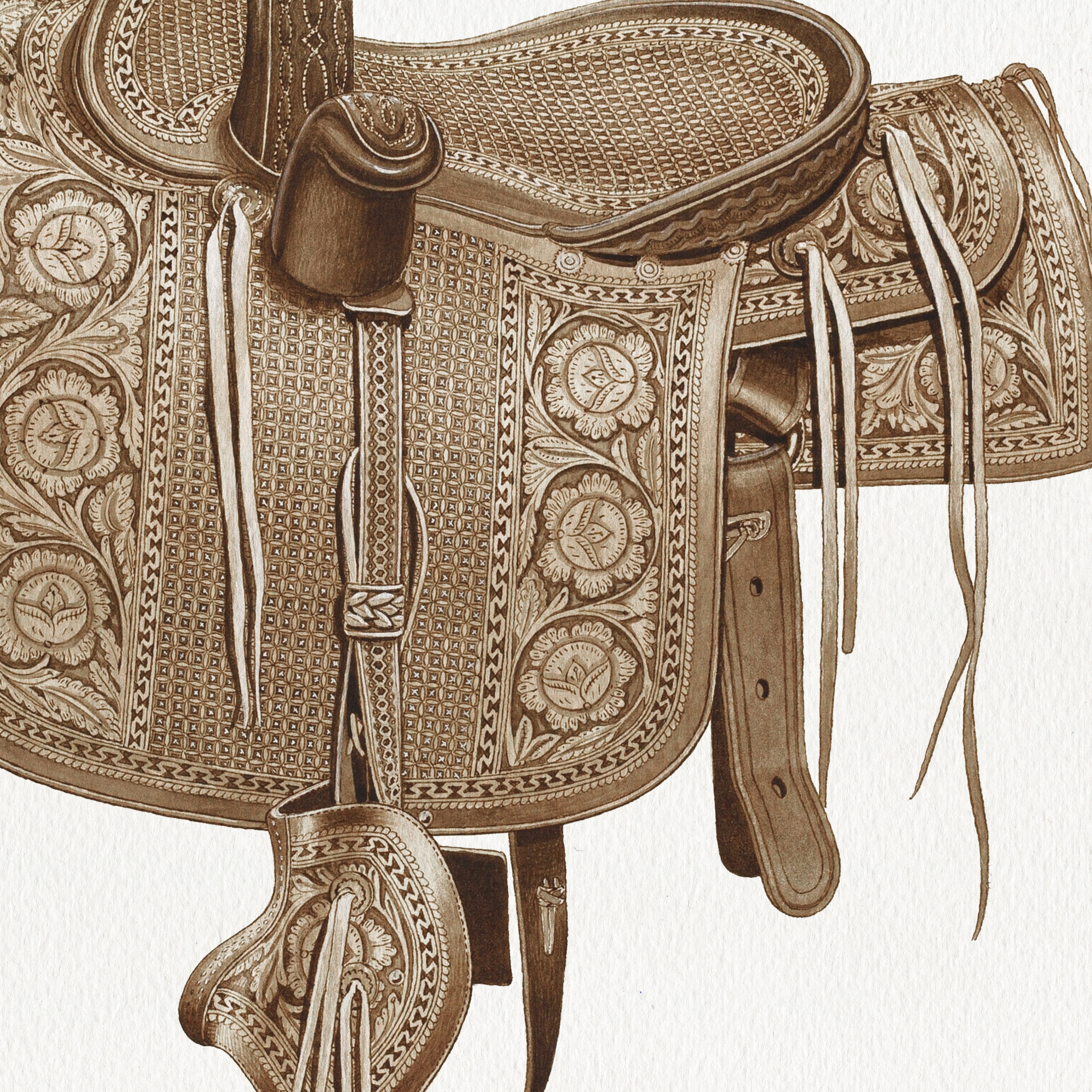 Vintage Saddle Illustrations - Oklahoma