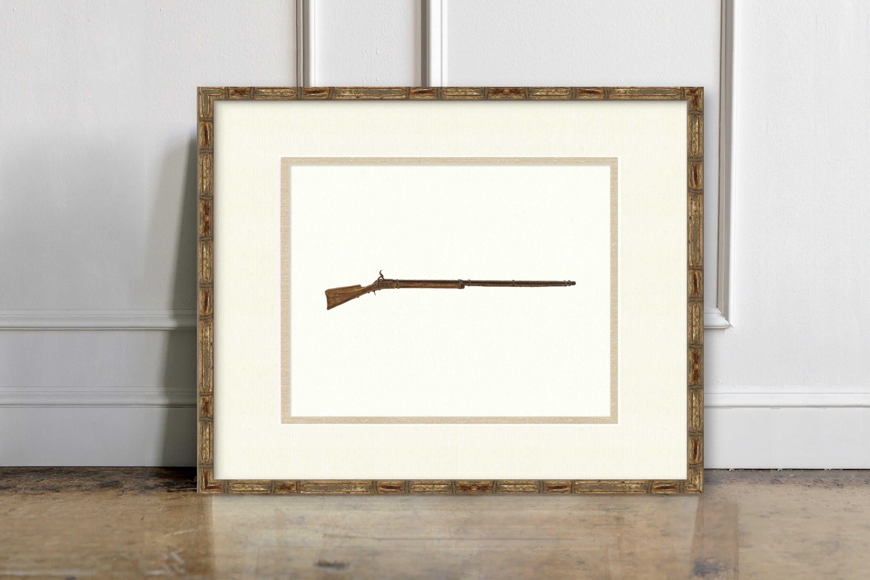 Antique Gun Illustrations - Flintlock Rifle