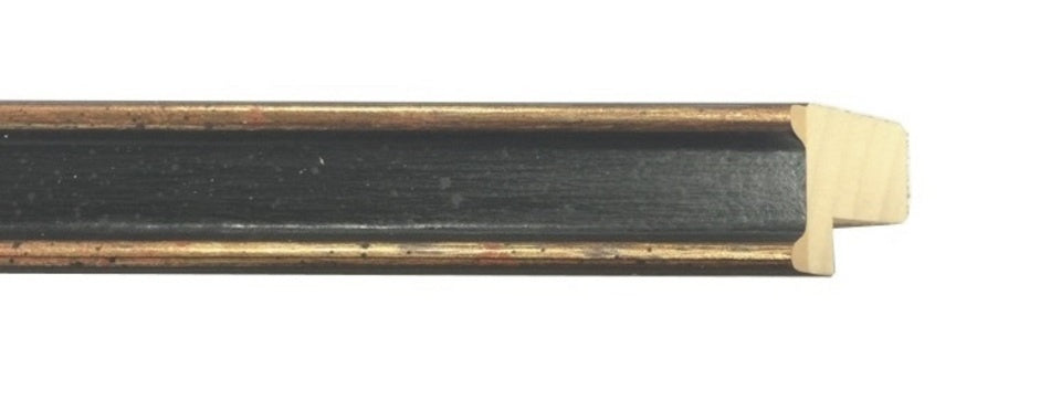 ¾" Black Frame with Antiqued Gold Edges — view 2